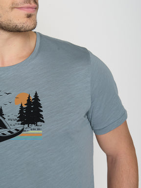 Grey Blue: Sportliches T-Shirt aus Bio-Baumwolle für Herren [22945]