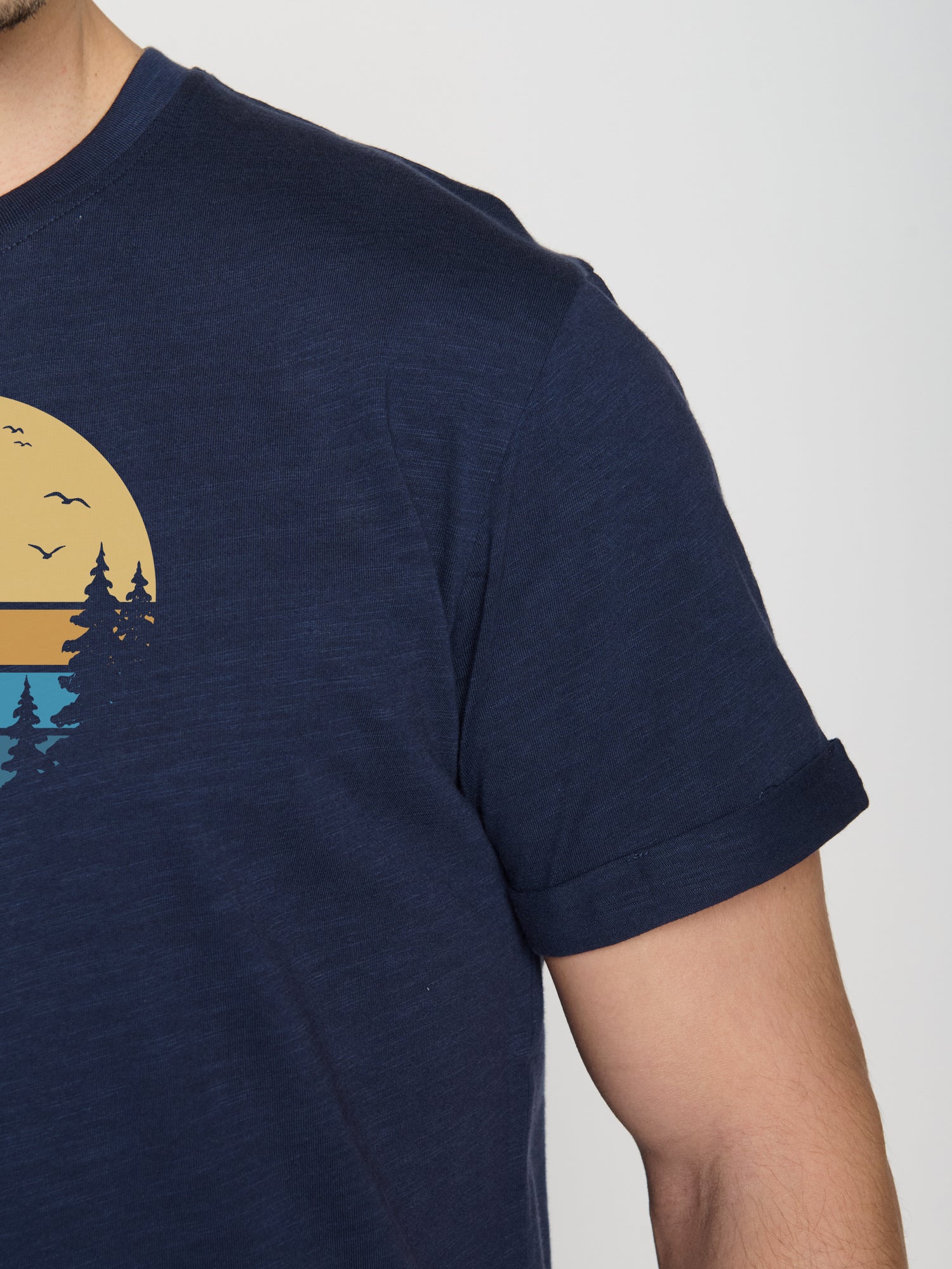 Navy: Lässiges T-Shirt aus Bio-Baumwoll Mix für Herren [22954]