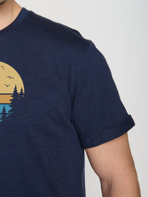 Navy: Lässiges T-Shirt aus Bio-Baumwoll Mix für Herren [22954]