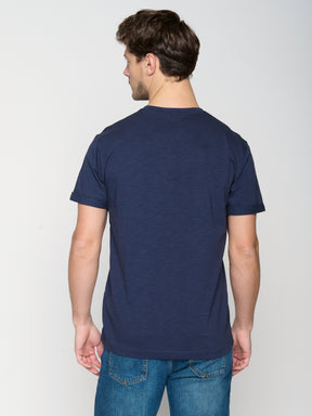 Navy: Lässiges T-Shirt aus Bio-Baumwoll Mix für Herren [22955]