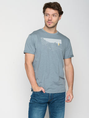 Grey Blue: Lässiges T-Shirt aus Bio-Baumwoll Mix für Herren [22957]