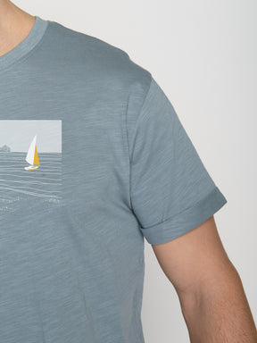 Grey Blue: Lässiges T-Shirt aus Bio-Baumwoll Mix für Herren [22959]