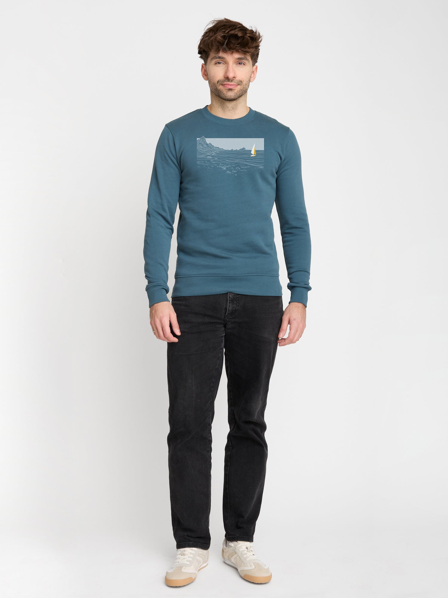 Blau:  Gemütliches Sweatshirt aus Bio-Baumwolle für Herren [22965]