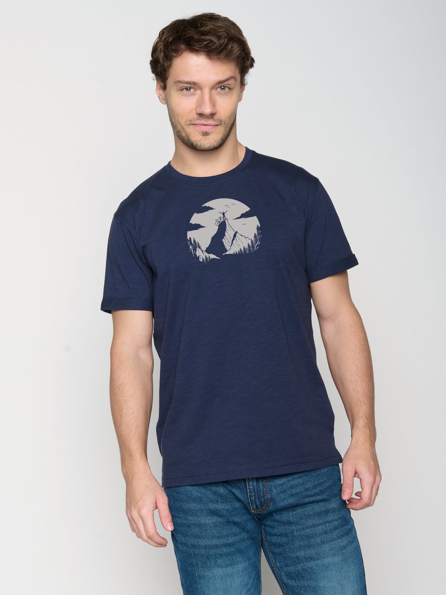 Navy: Lässiges T-Shirt aus Bio-Baumwoll Mix für Herren [22966]