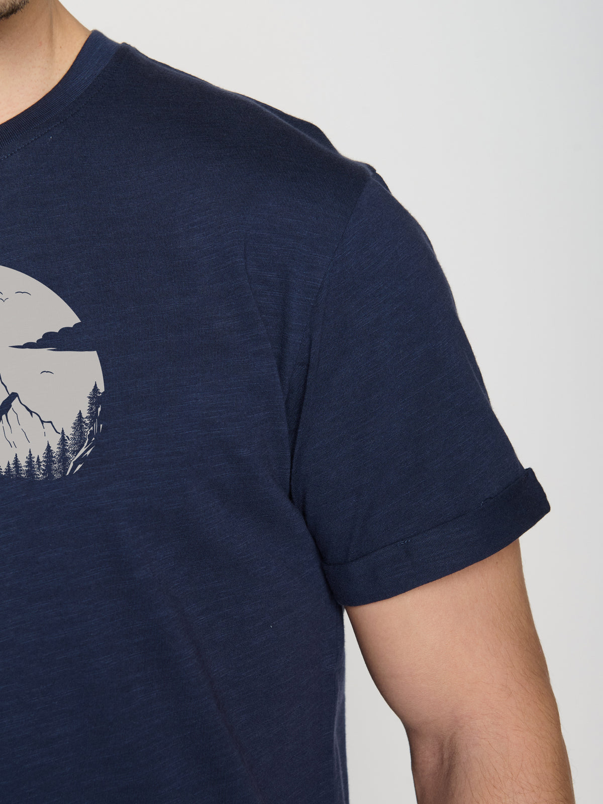 Navy: Lässiges T-Shirt aus Bio-Baumwoll Mix für Herren [22967]