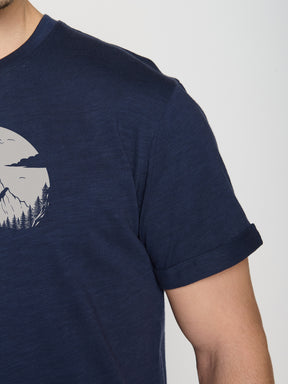 Navy: Lässiges T-Shirt aus Bio-Baumwoll Mix für Herren [22967]