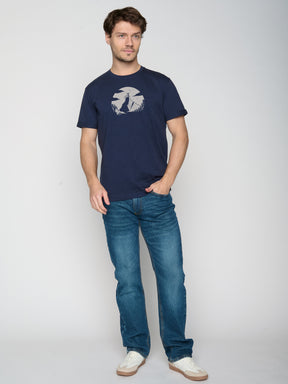 Navy: Lässiges T-Shirt aus Bio-Baumwoll Mix für Herren [22969]