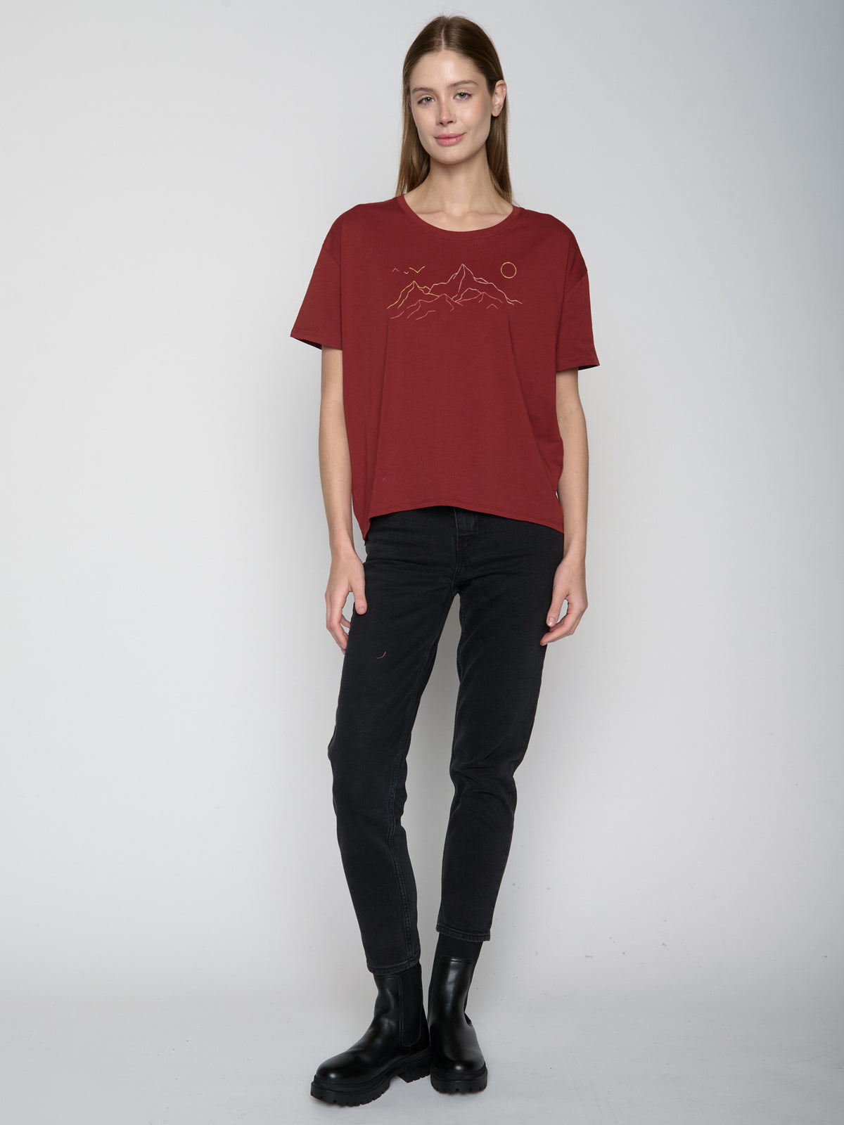Rot:  Lässiges T-Shirt aus Bio-Baumwoll Mix für Damen [22974]