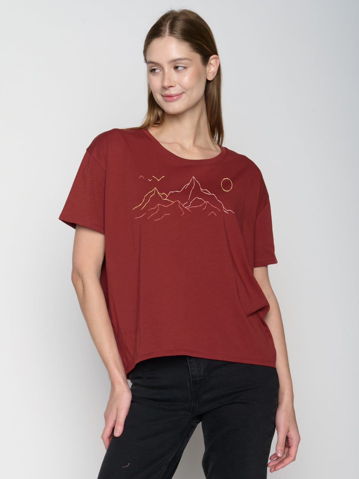 Rot:  Lässiges T-Shirt aus Bio-Baumwoll Mix für Damen [22975]