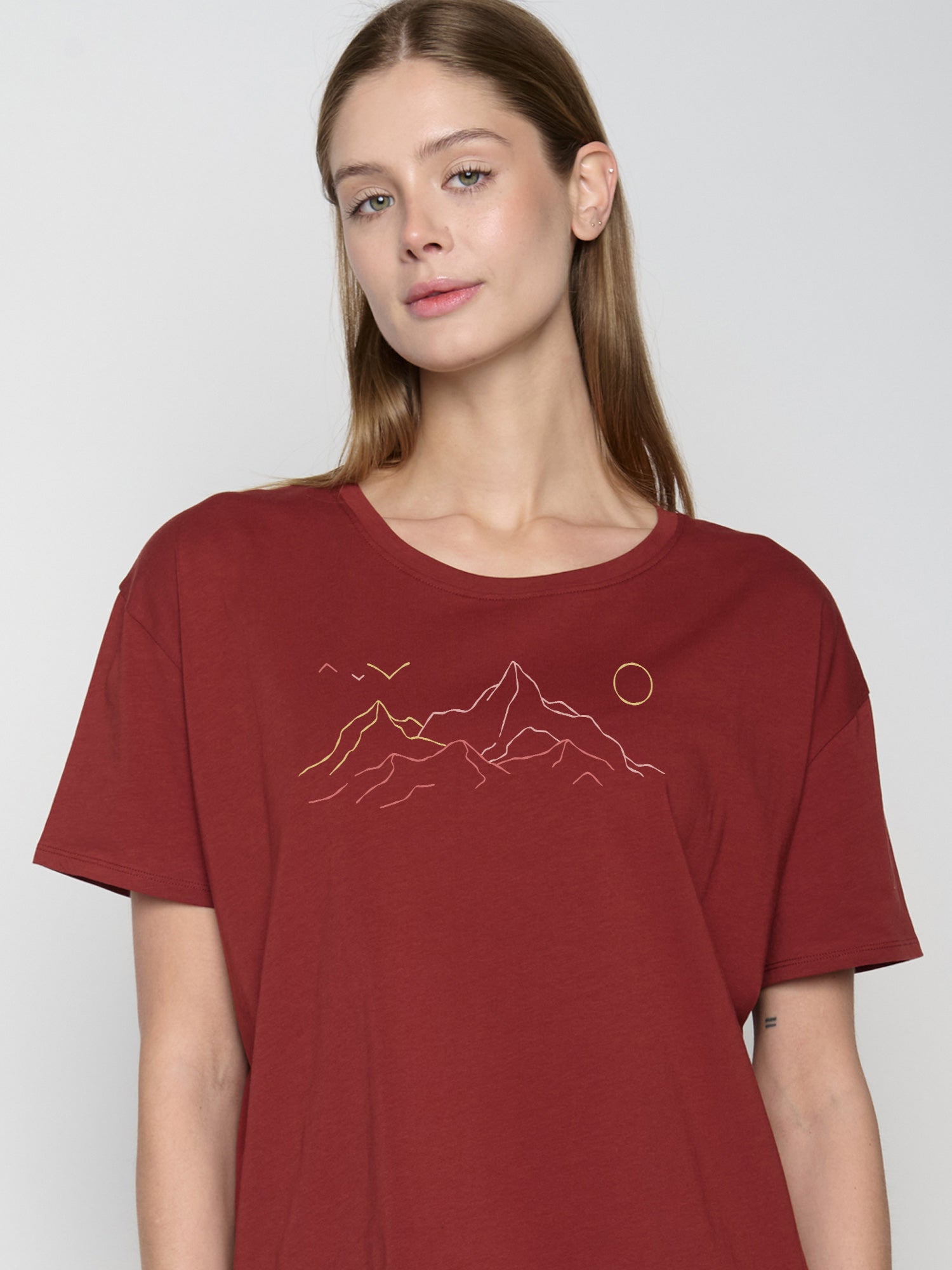 Rot:  Lässiges T-Shirt aus Bio-Baumwoll Mix für Damen [22976]
