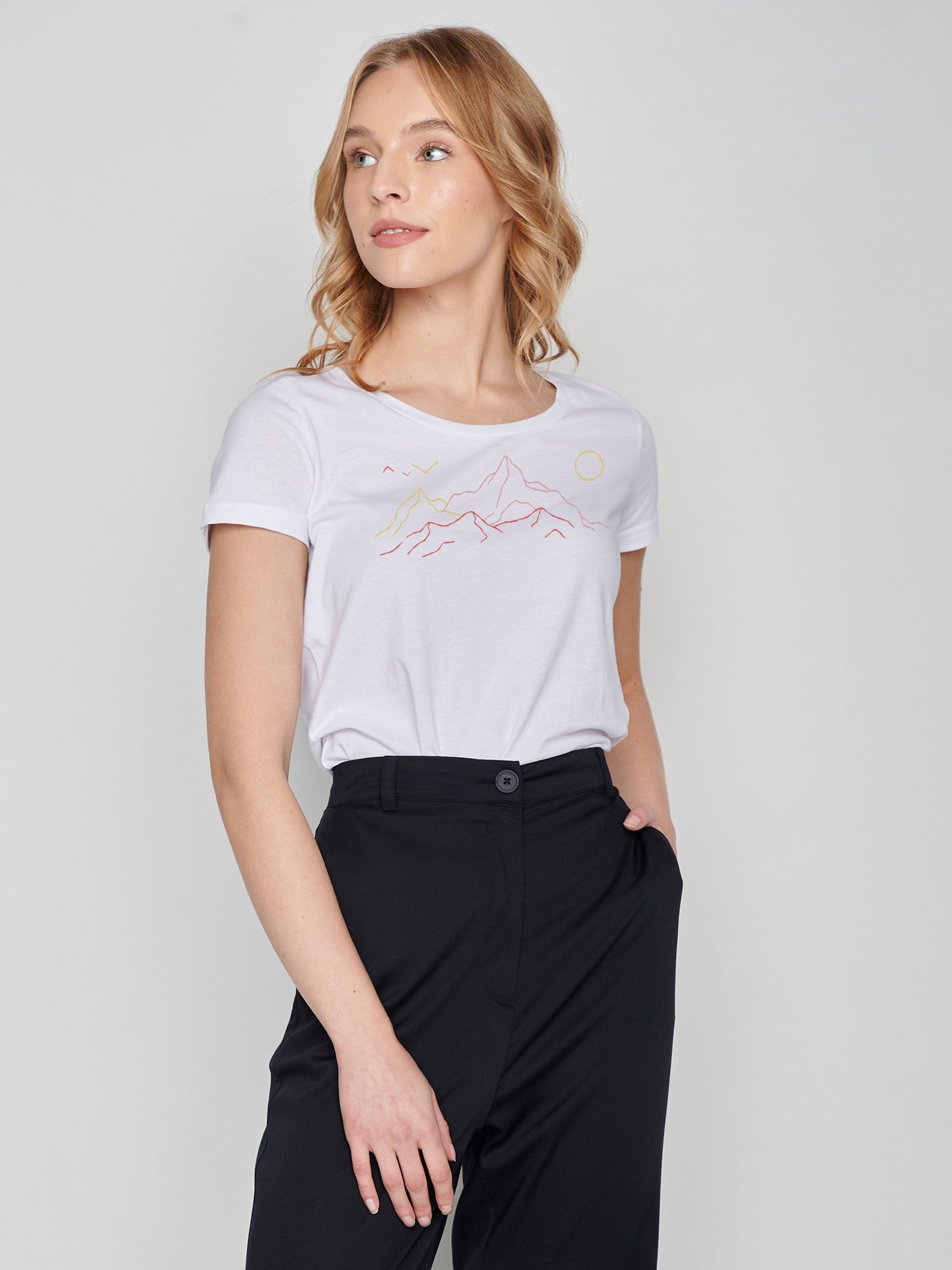 Weiß:  Lässiges T-Shirt aus Bio-Baumwolle für Damen [22985]