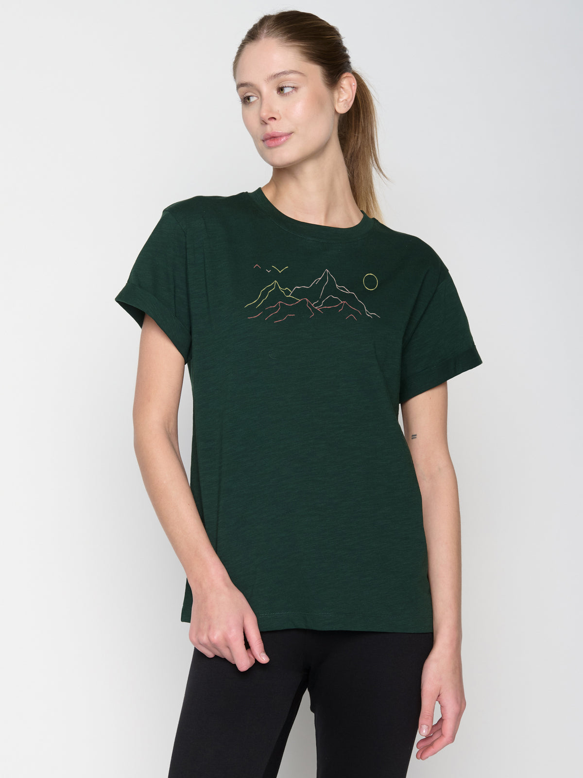 Grün:  Lässiges T-Shirt aus Bio-Baumwolle für Damen [22988]