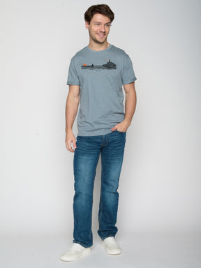 Grey Blue: Lässiges T-Shirt aus Bio-Baumwoll Mix für Herren [22999]
