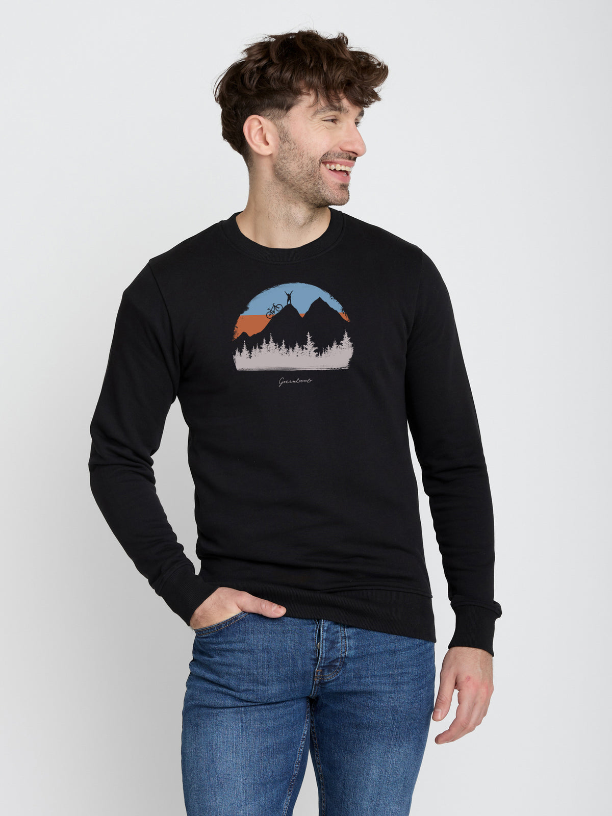 Schwarz:  Gemütliches Sweatshirt aus Bio-Baumwolle für Herren [23014]