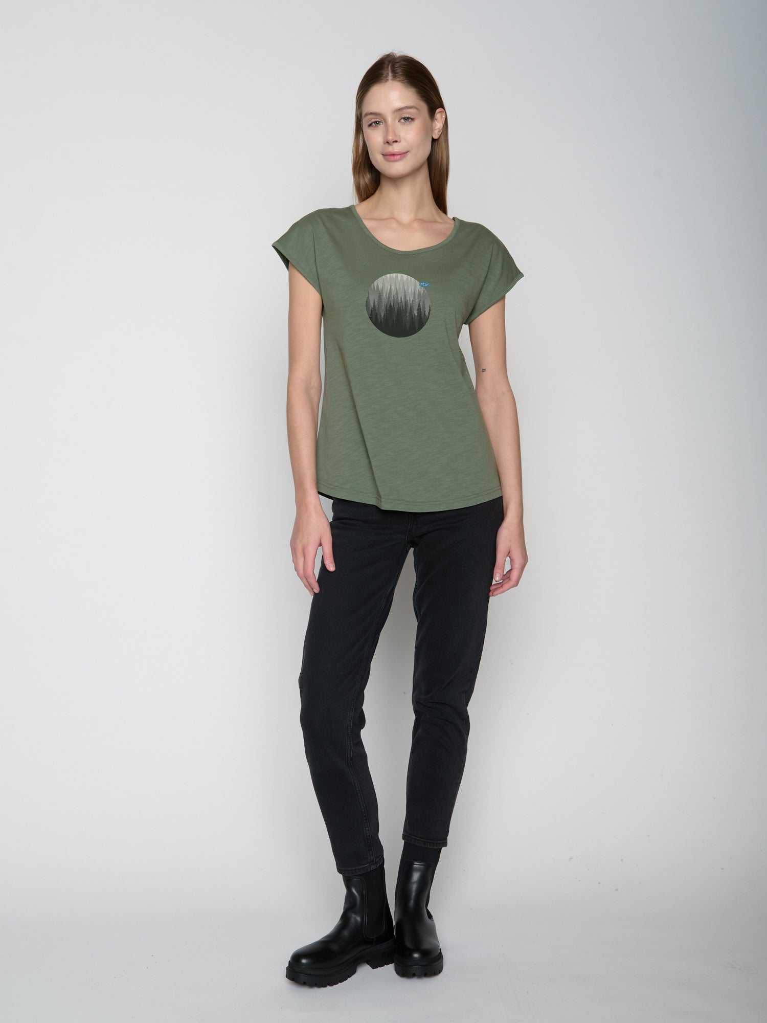 Moos Grey: Lässiges T-Shirt aus Bio-Baumwolle für Damen [23023]