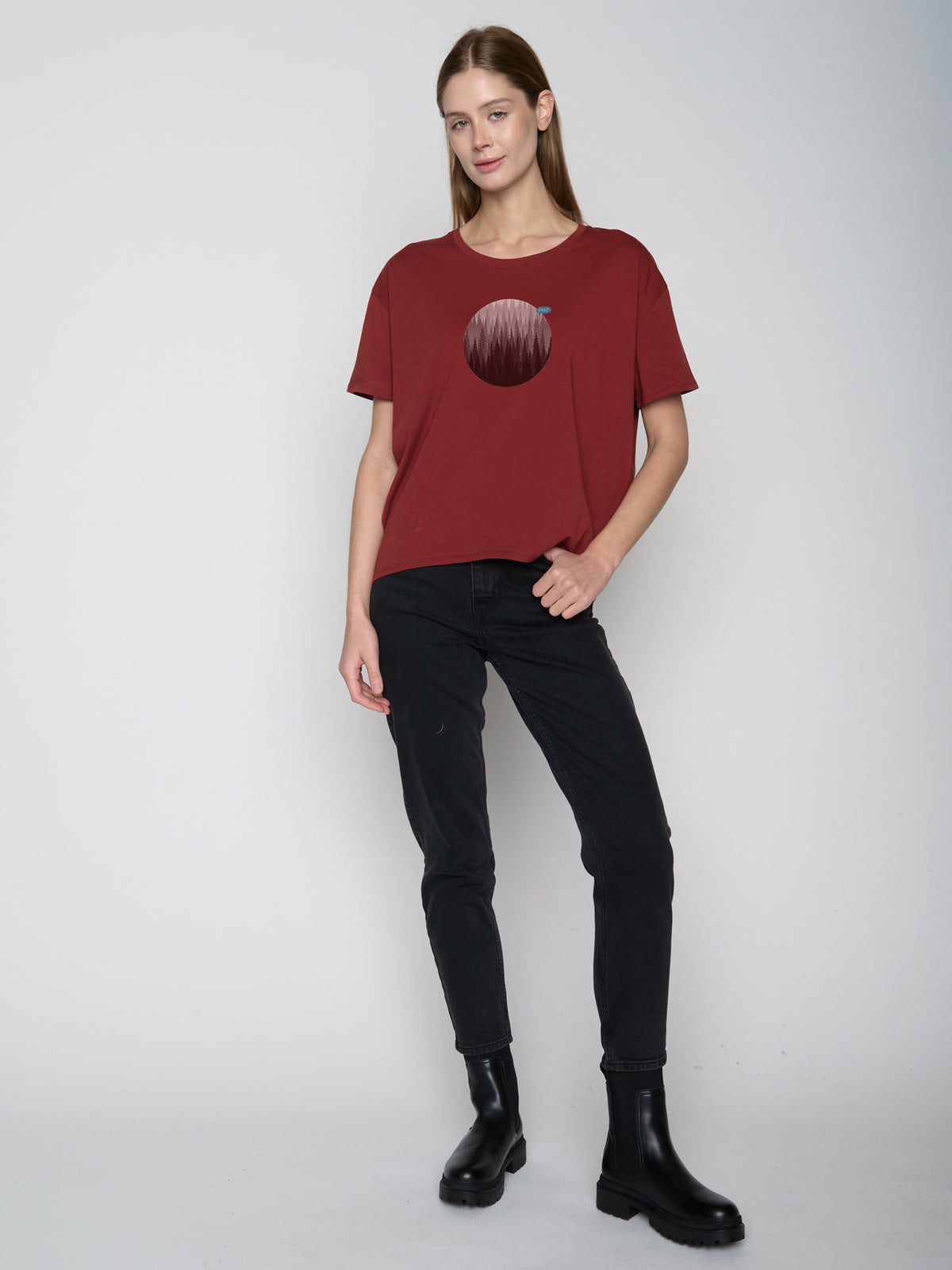 Rot:  Lässiges T-Shirt aus Bio-Baumwoll Mix für Damen [23027]
