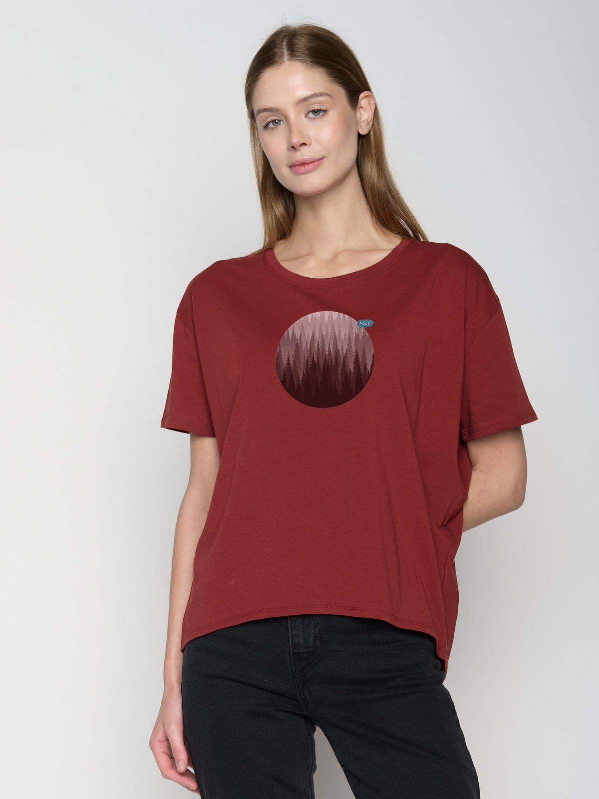 Rot:  Lässiges T-Shirt aus Bio-Baumwoll Mix für Damen [23029]