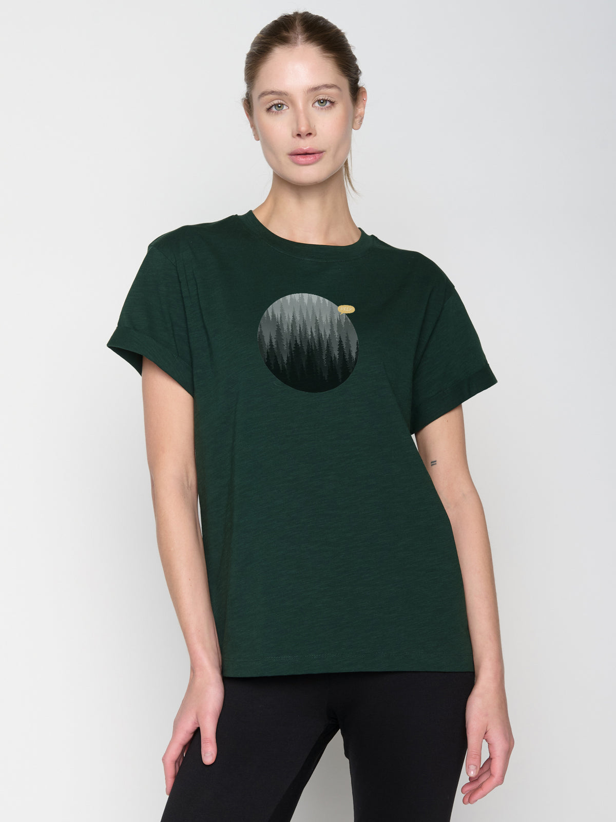 Grün:  Lässiges T-Shirt aus Bio-Baumwolle für Damen [23037]