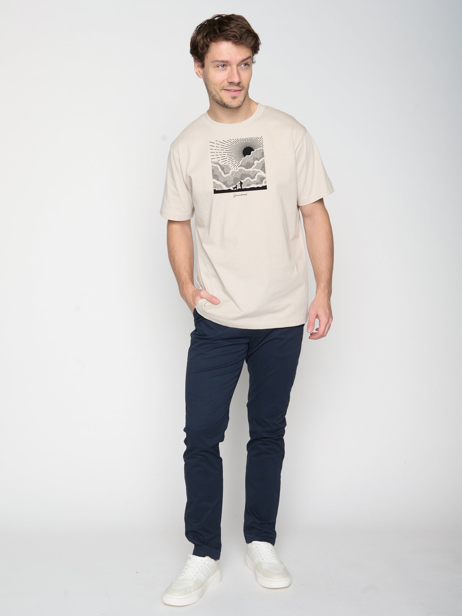 Weiß:  Lässiges T-Shirt aus Bio-Baumwolle für Herren [23045]