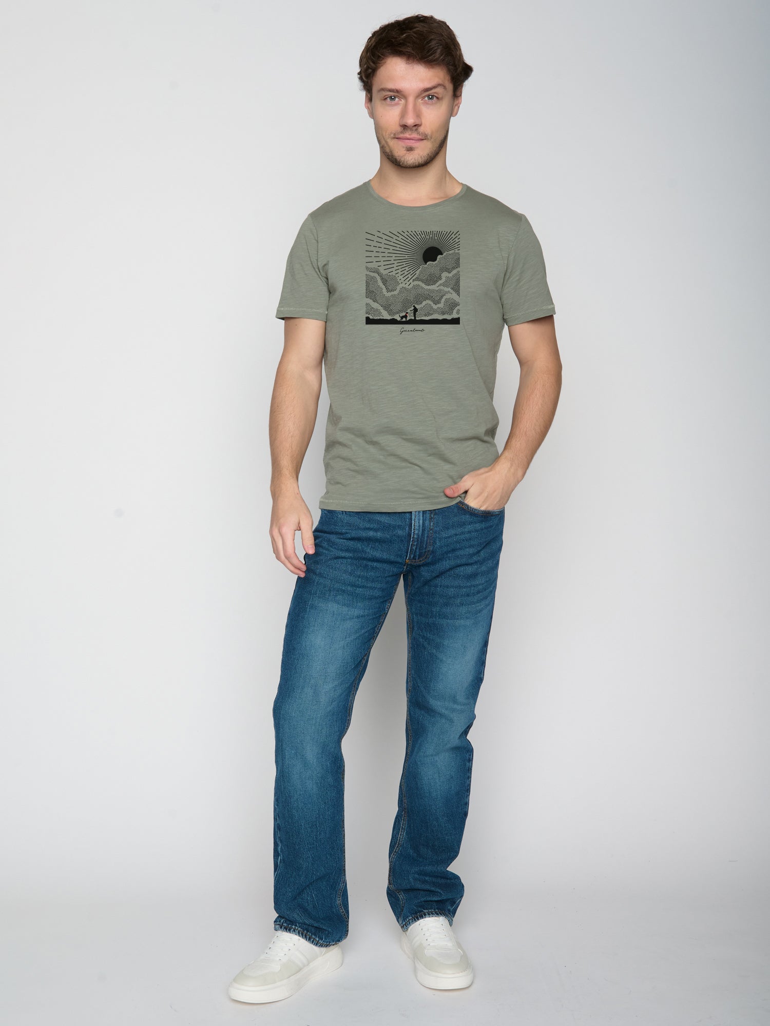 Olive: Sportliches T-Shirt aus Bio-Baumwolle für Herren [23053]