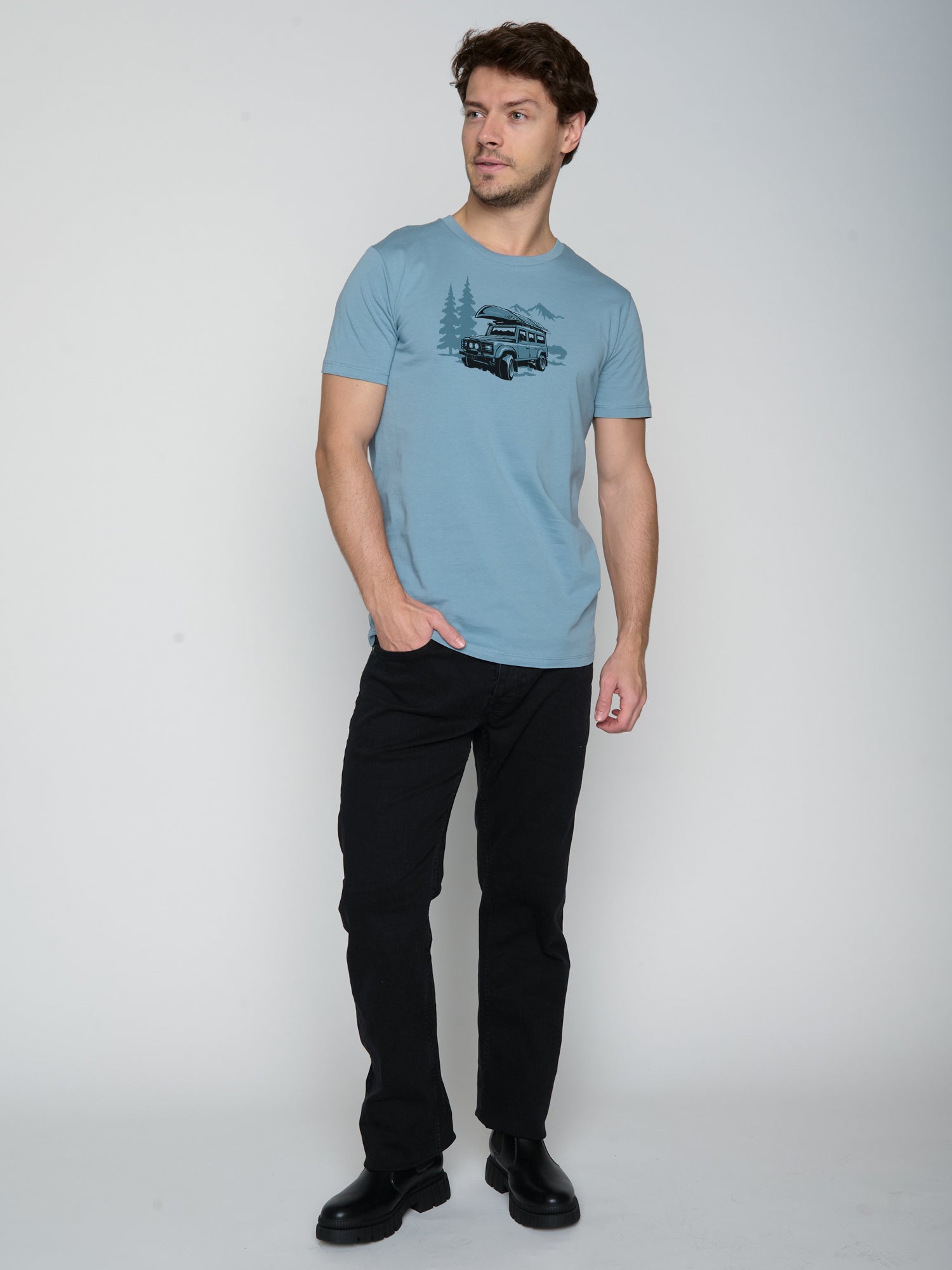 Blau:  Sportliches T-Shirt aus Bio-Baumwolle für Herren [23070]