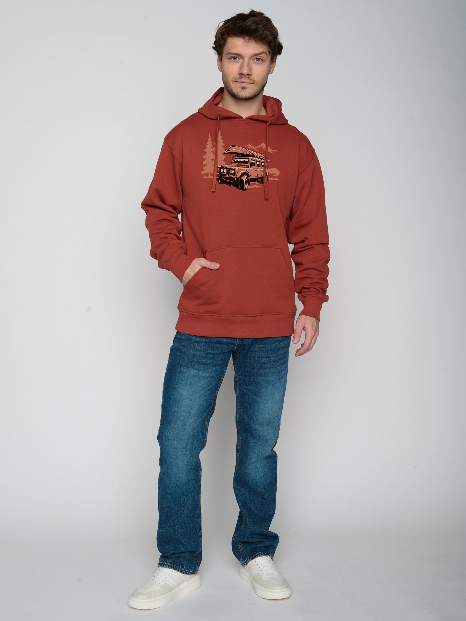 Rot:  Gemütlicher Hoodie aus Bio-Baumwolle für Herren [23075]