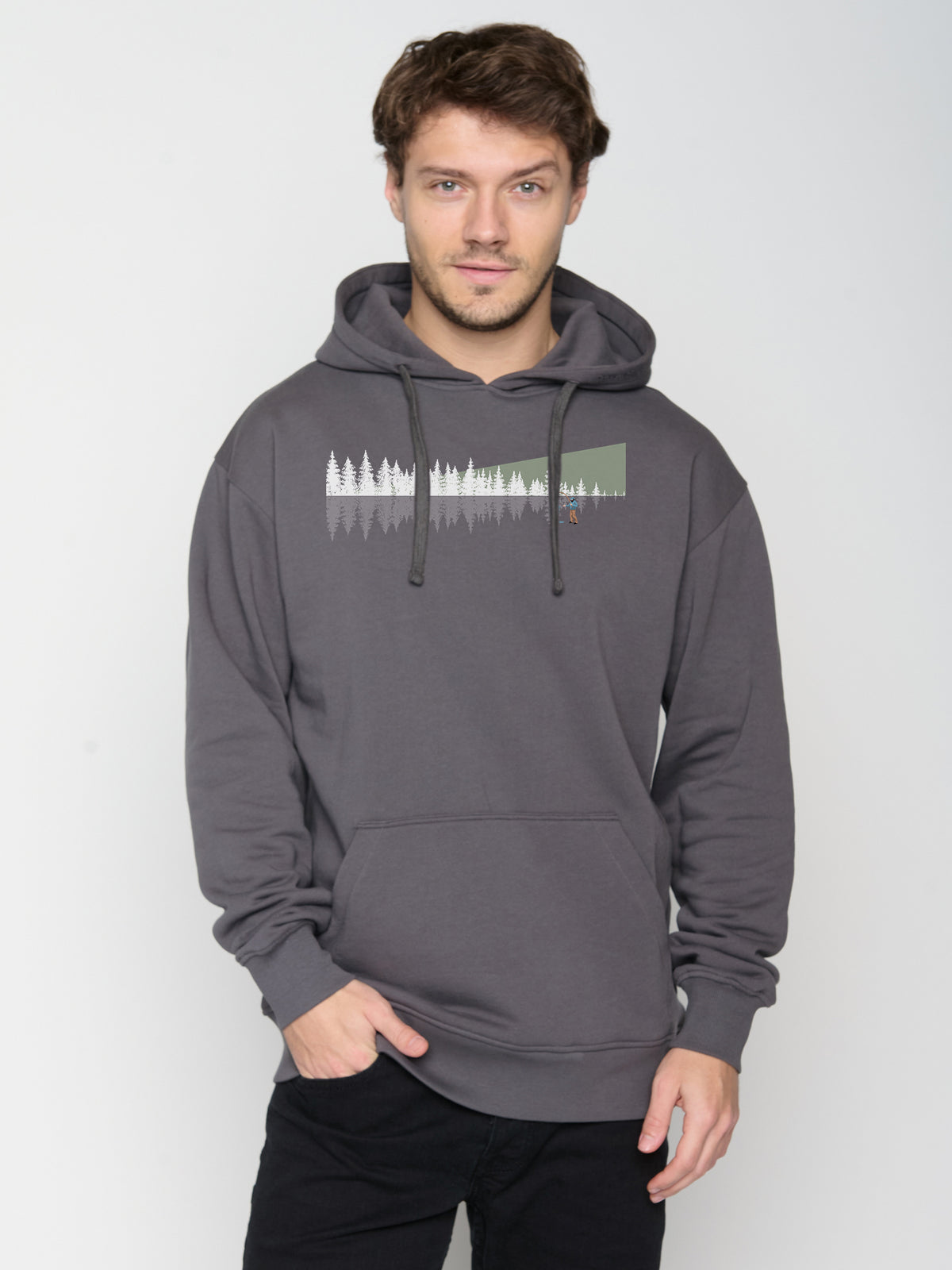 Grau:  Gemütlicher Hoodie aus Bio-Baumwolle für Herren [23076]