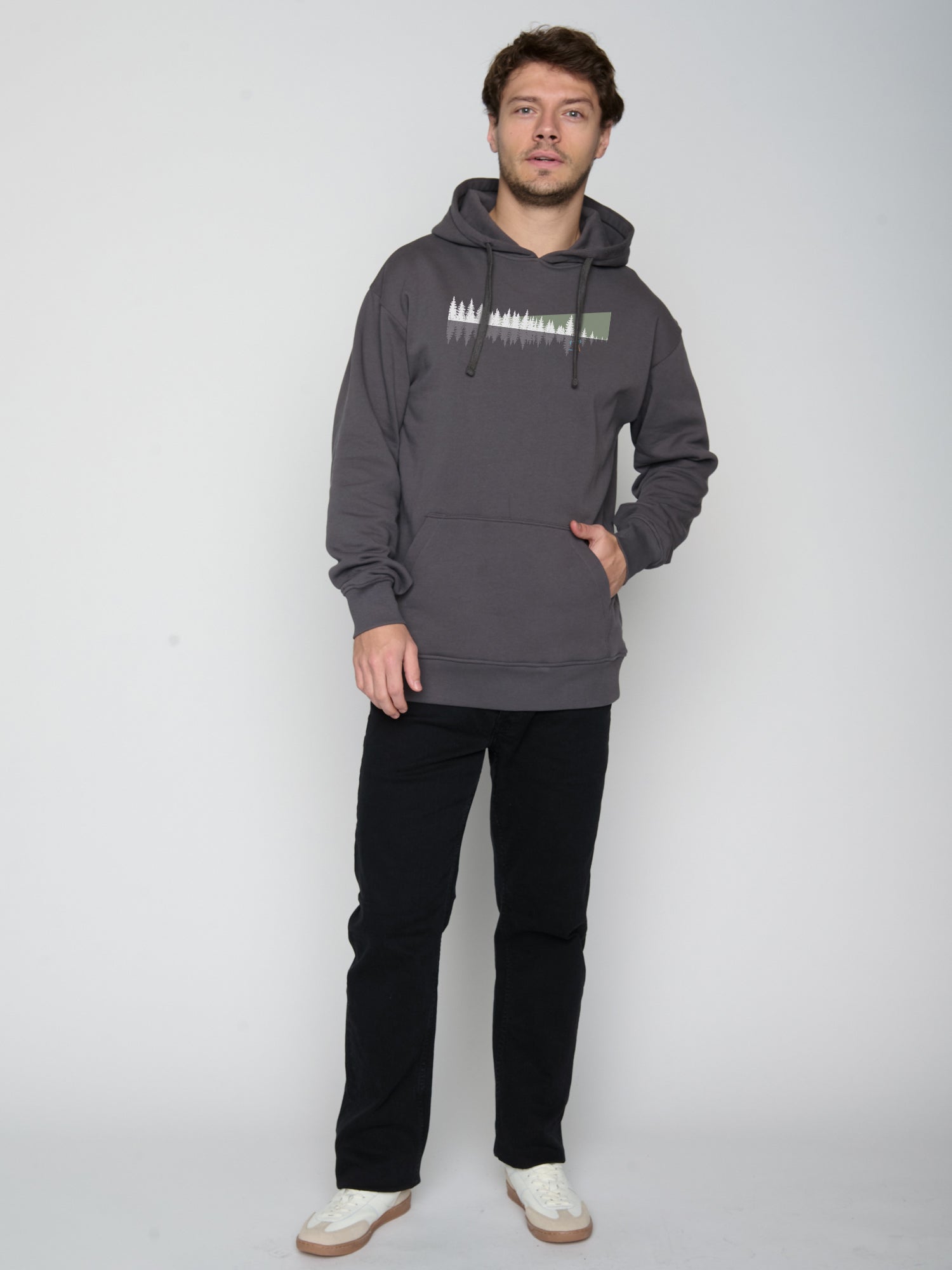 Grau:  Gemütlicher Hoodie aus Bio-Baumwolle für Herren [23079]