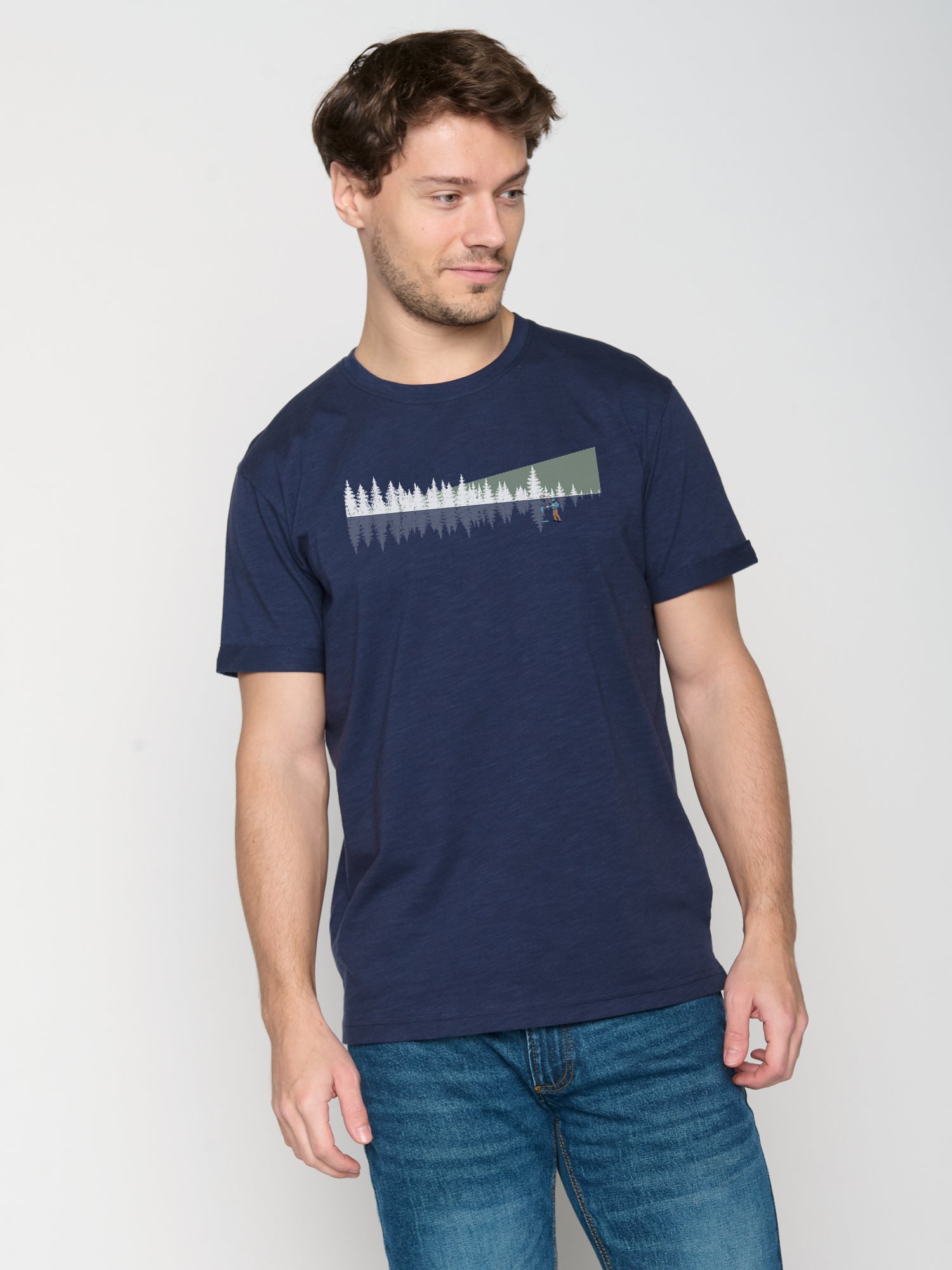Blau:  Lässiges T-Shirt aus Bio-Baumwoll Mix für Herren [23081]
