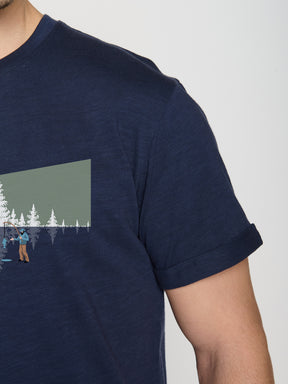 Navy: Lässiges T-Shirt aus Bio-Baumwoll Mix für Herren [23082]