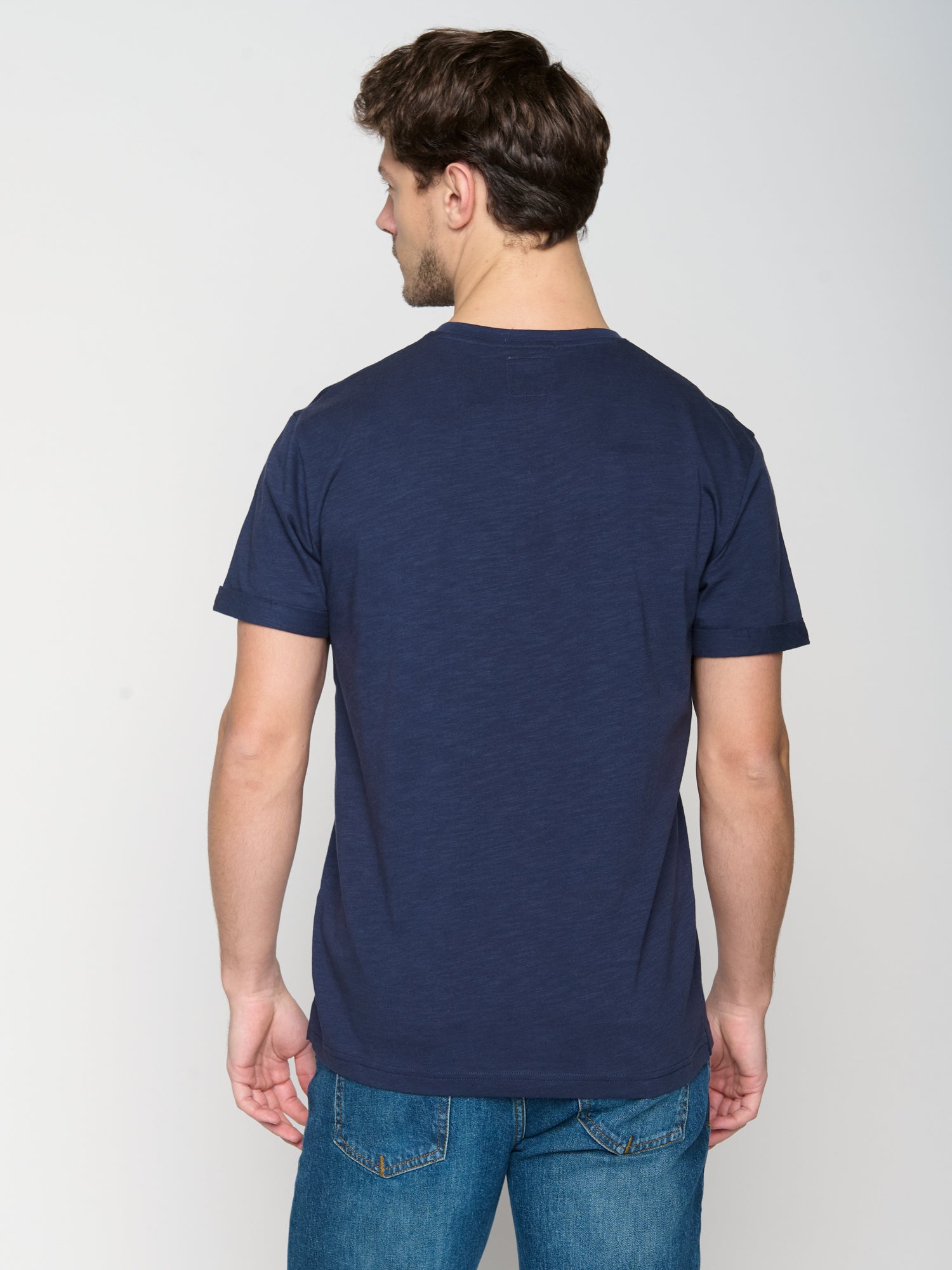 Navy: Lässiges T-Shirt aus Bio-Baumwoll Mix für Herren [23083]