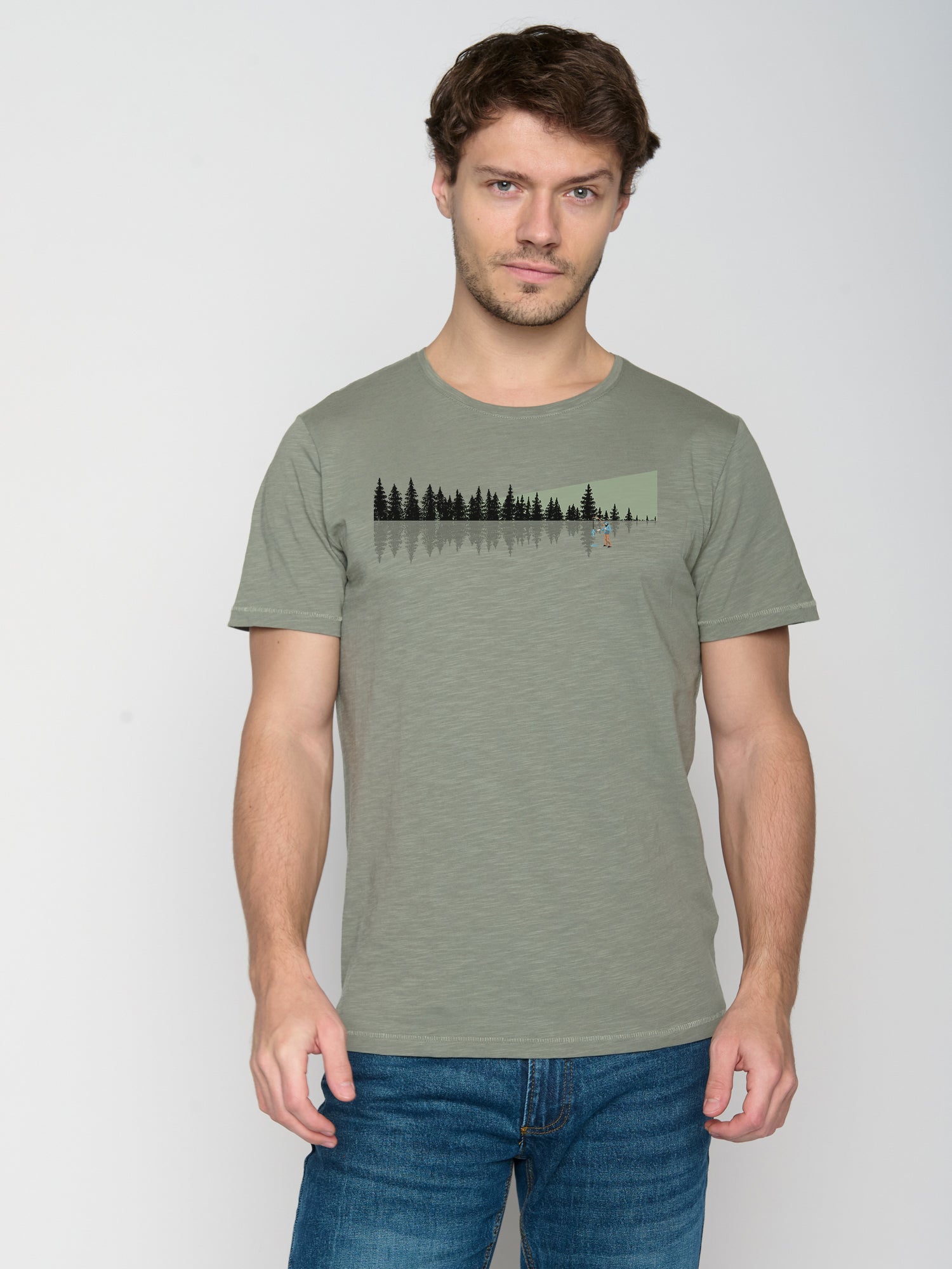 Grün:  Lässiges T-Shirt aus Bio-Baumwolle für Herren [23086]