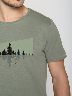 Grün:  Lässiges T-Shirt aus Bio-Baumwolle für Herren [23087]