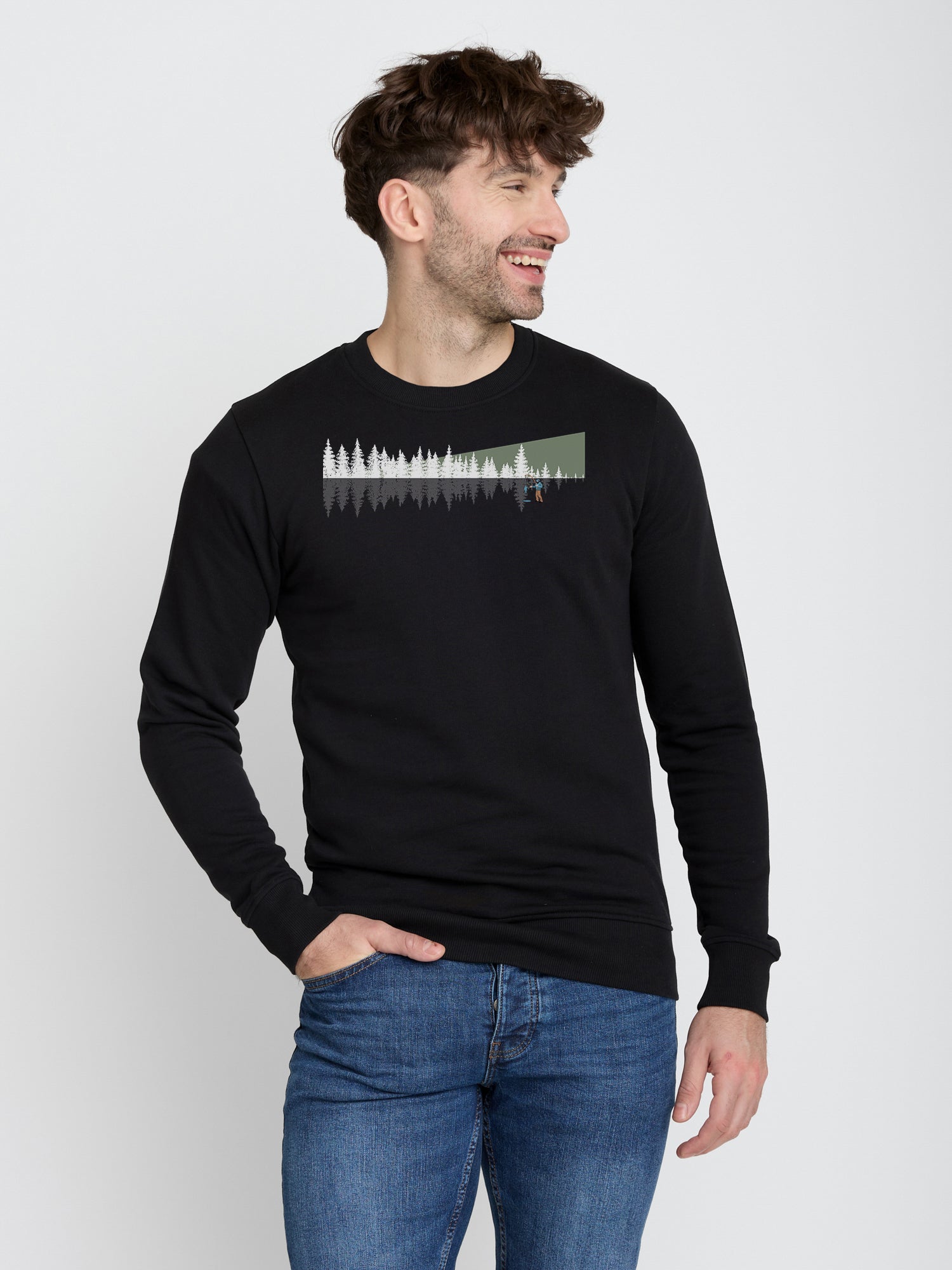 Black: Gemütliches Sweatshirt aus Bio-Baumwolle für Herren [23090]