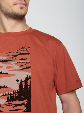 Rot:  Lässiges T-Shirt aus Bio-Baumwolle für Herren [23096]