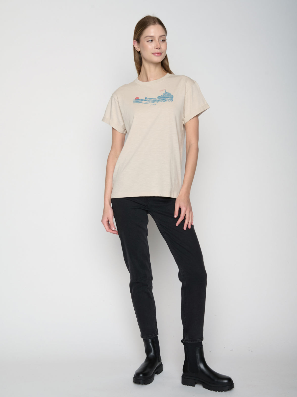 Weiß:  Lässiges T-Shirt aus Bio-Baumwolle für Damen [23099]