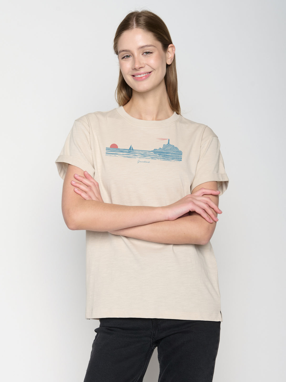 Weiß:  Lässiges T-Shirt aus Bio-Baumwolle für Damen [23100]