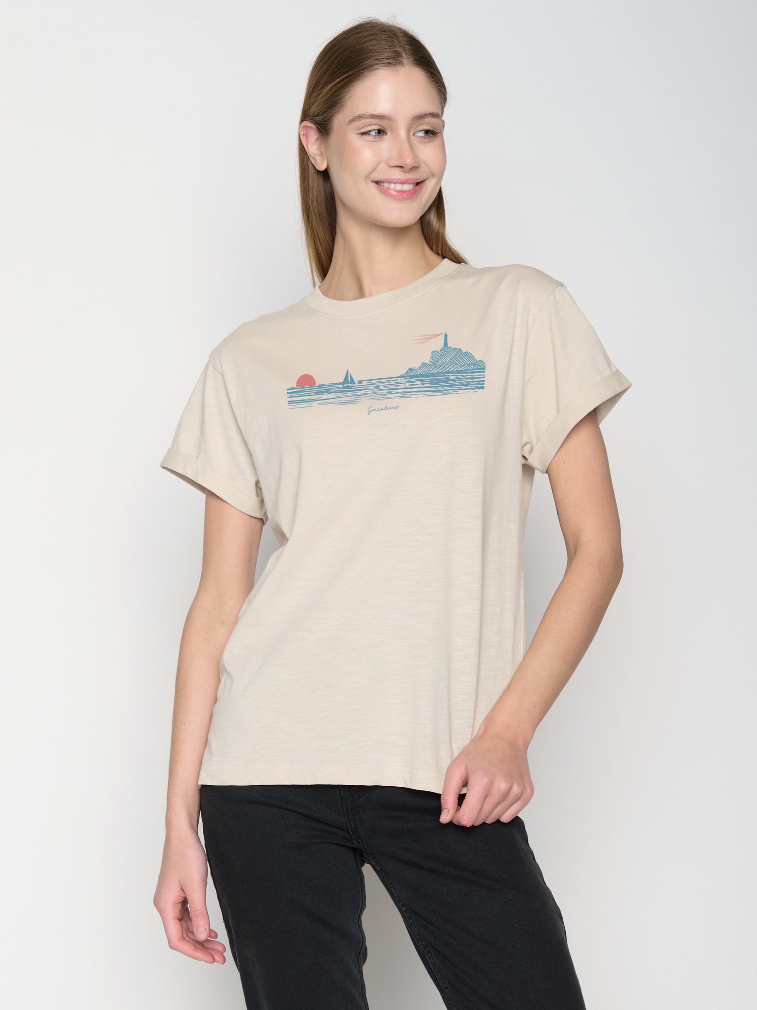 Weiß:  Lässiges T-Shirt aus Bio-Baumwolle für Damen [23103]
