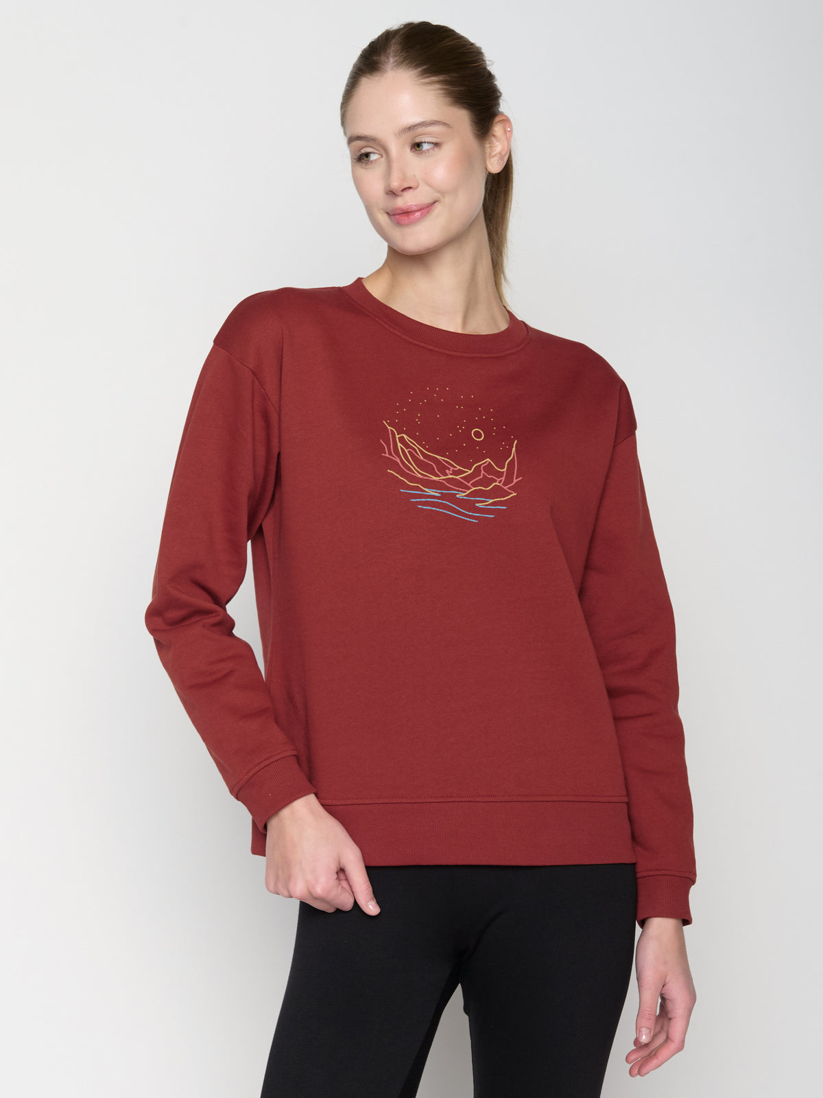 Rot:  Gemütliches Sweatshirt aus Bio-Baumwolle für Damen [23105]