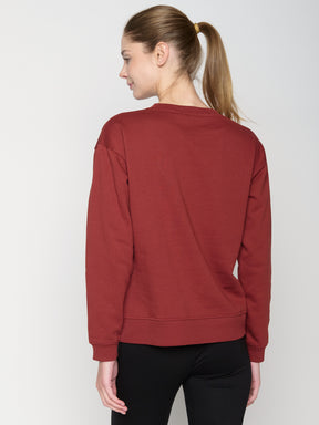 Rot:  Gemütliches Sweatshirt aus Bio-Baumwolle für Damen [23106]