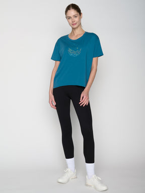 Rich Blue: Lässiges T-Shirt aus Bio-Baumwoll-Mix für Damen [23113]