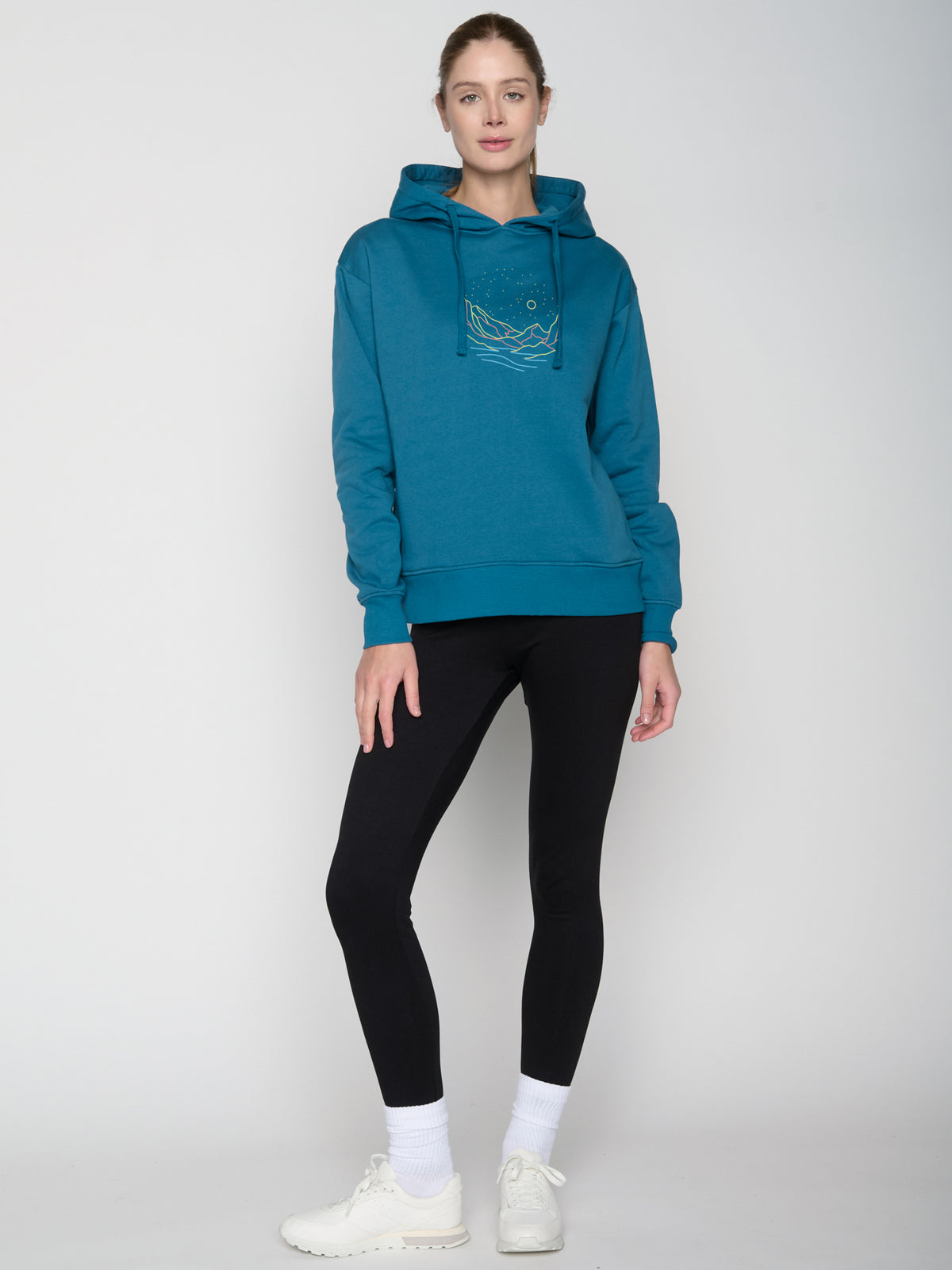 Blau:  Gemütlicher Hoodie aus Bio-Baumwoll Mix für Damen [23117]