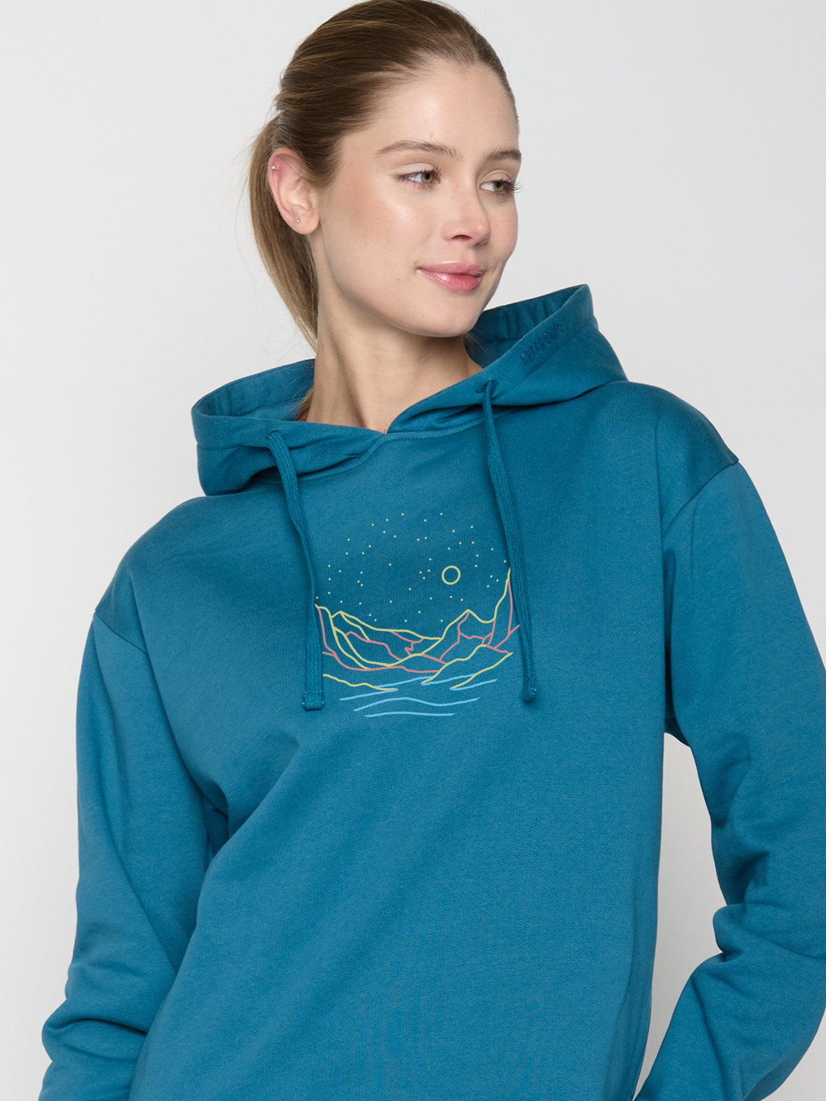 Blau:  Gemütlicher Hoodie aus Bio-Baumwoll Mix für Damen [23118]