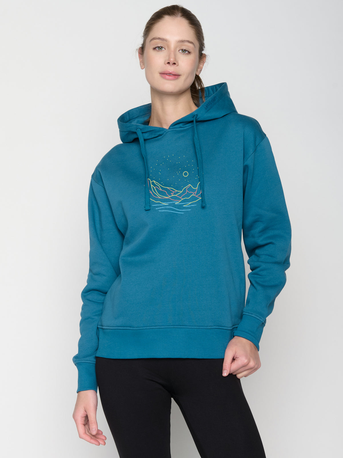 Blau:  Gemütlicher Hoodie aus Bio-Baumwoll Mix für Damen [23120]