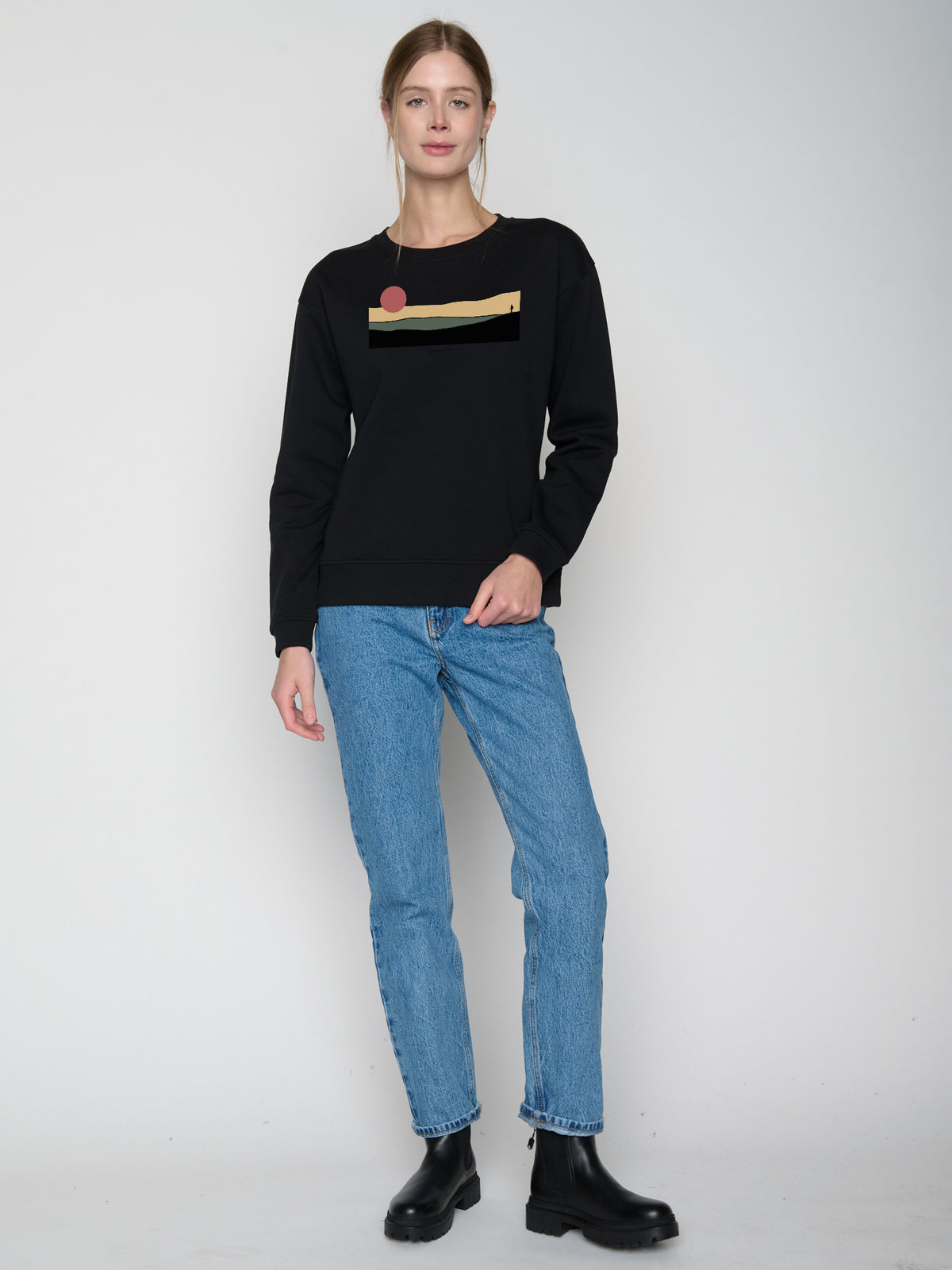 Schwarz:  Gemütliches Sweatshirt aus Bio-Baumwolle für Damen [23125]