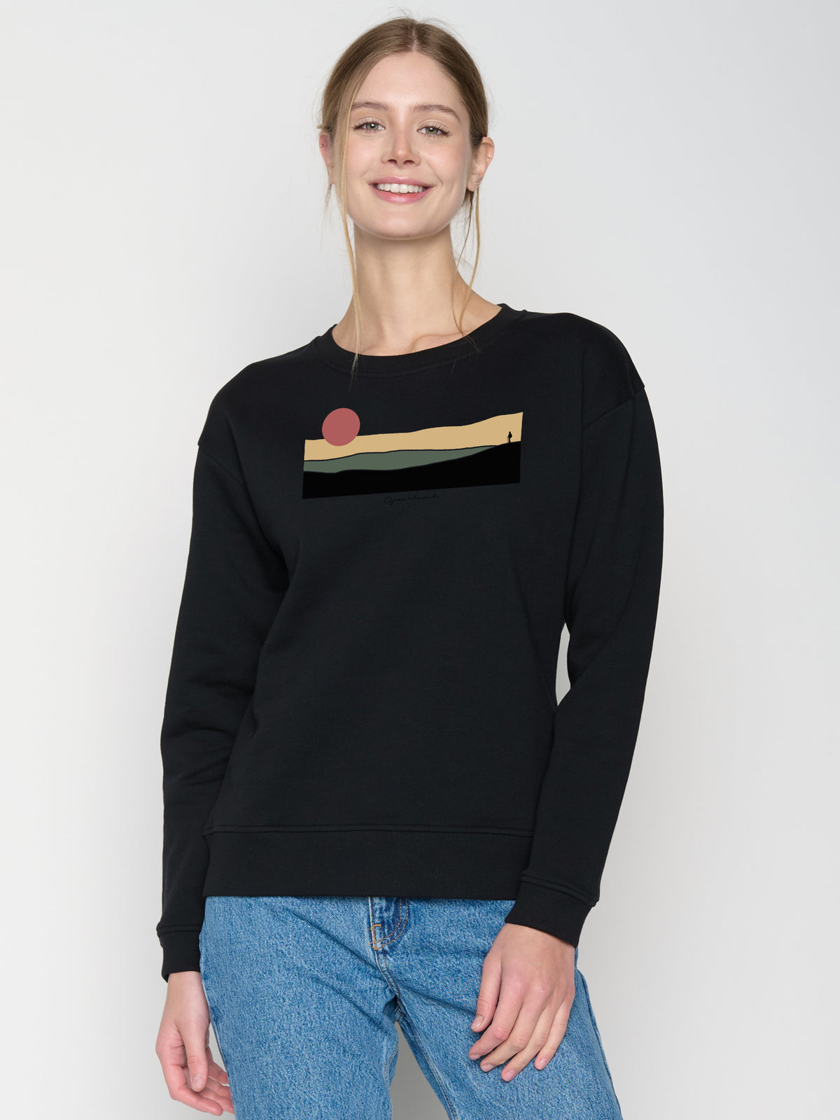 Black: Gemütliches Sweatshirt aus Bio-Baumwolle für Damen [23127]