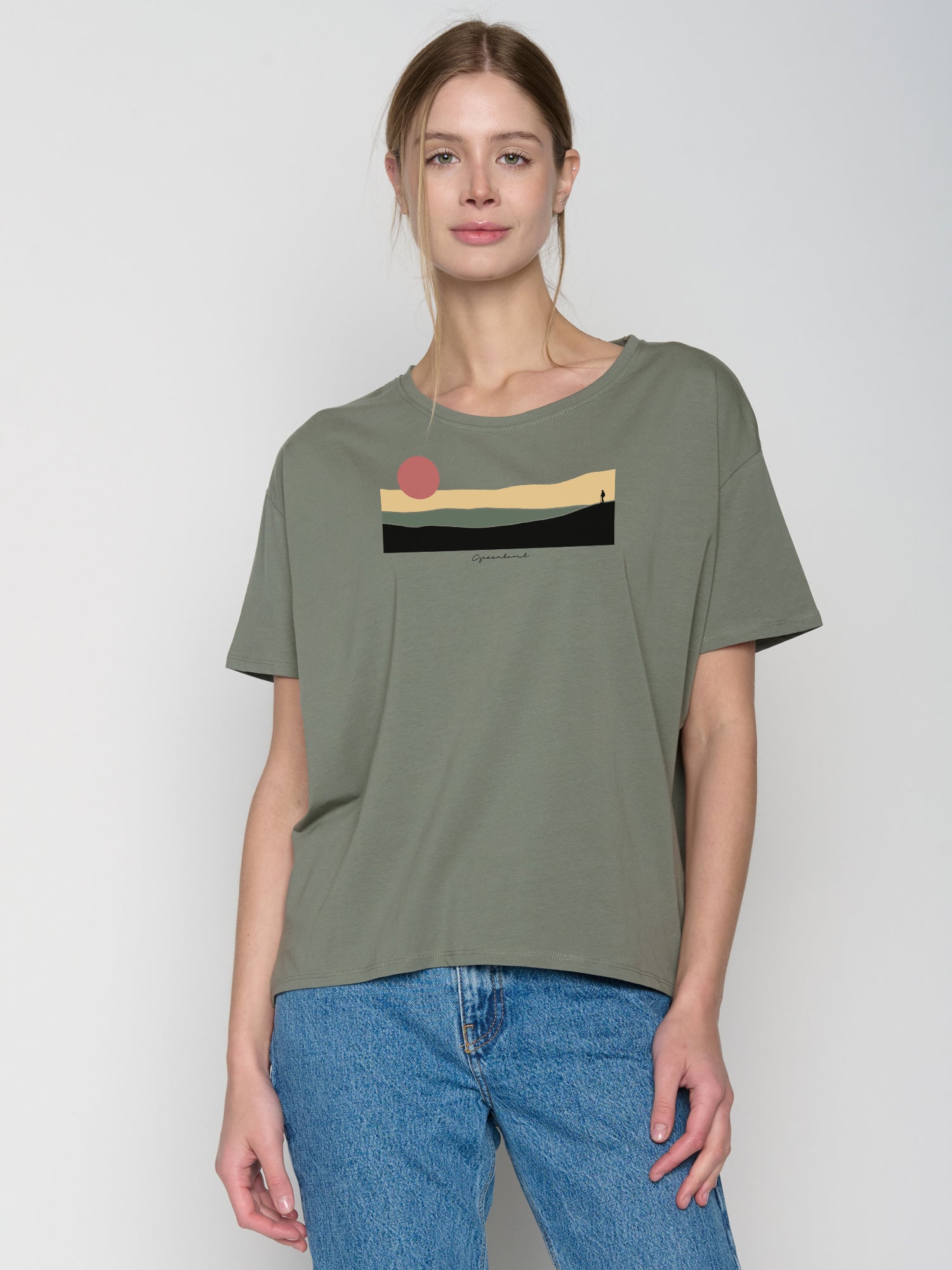 Olive: Lässiges T-Shirt aus Bio-Baumwoll-Mix für Damen [23130]