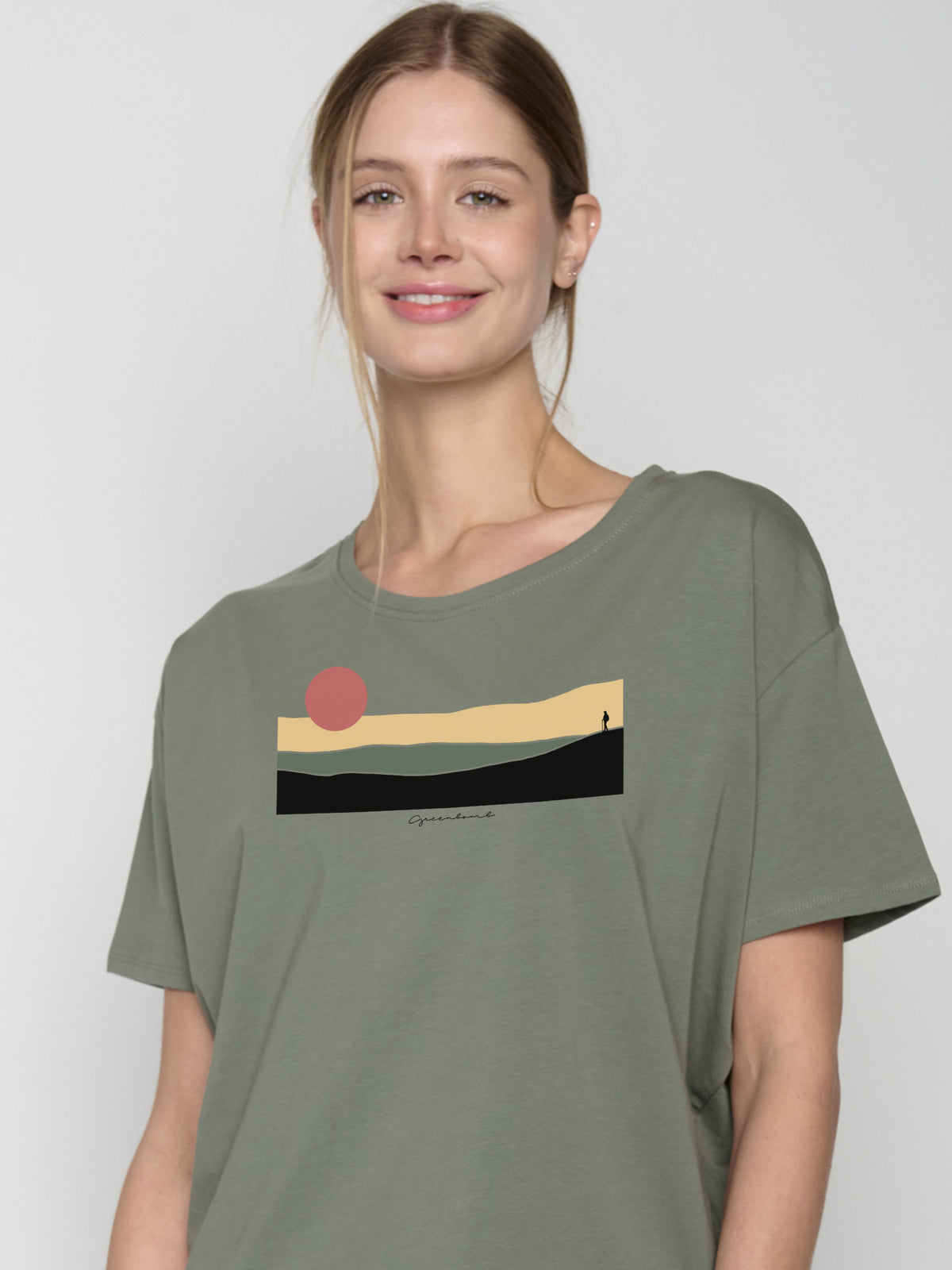 Grün:  Lässiges T-Shirt aus Bio-Baumwoll Mix für Damen [23131]