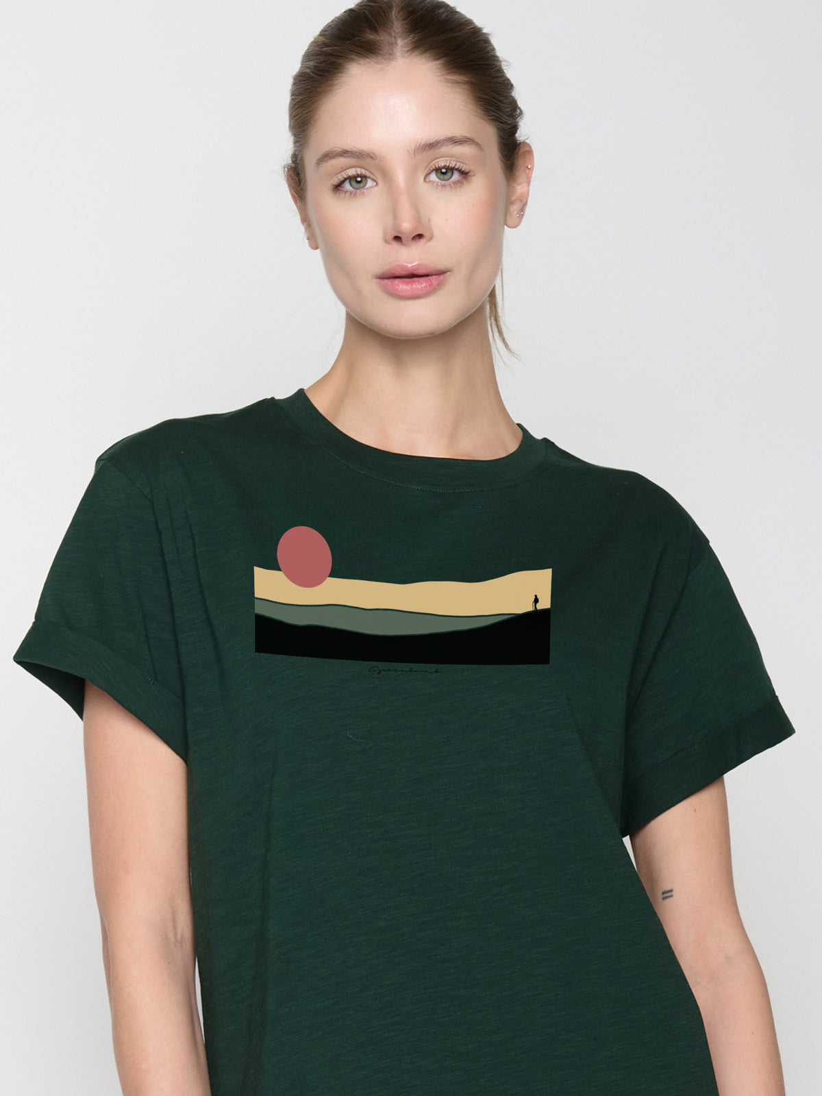 Grün:  Lässiges T-Shirt aus Bio-Baumwolle für Damen [23134]