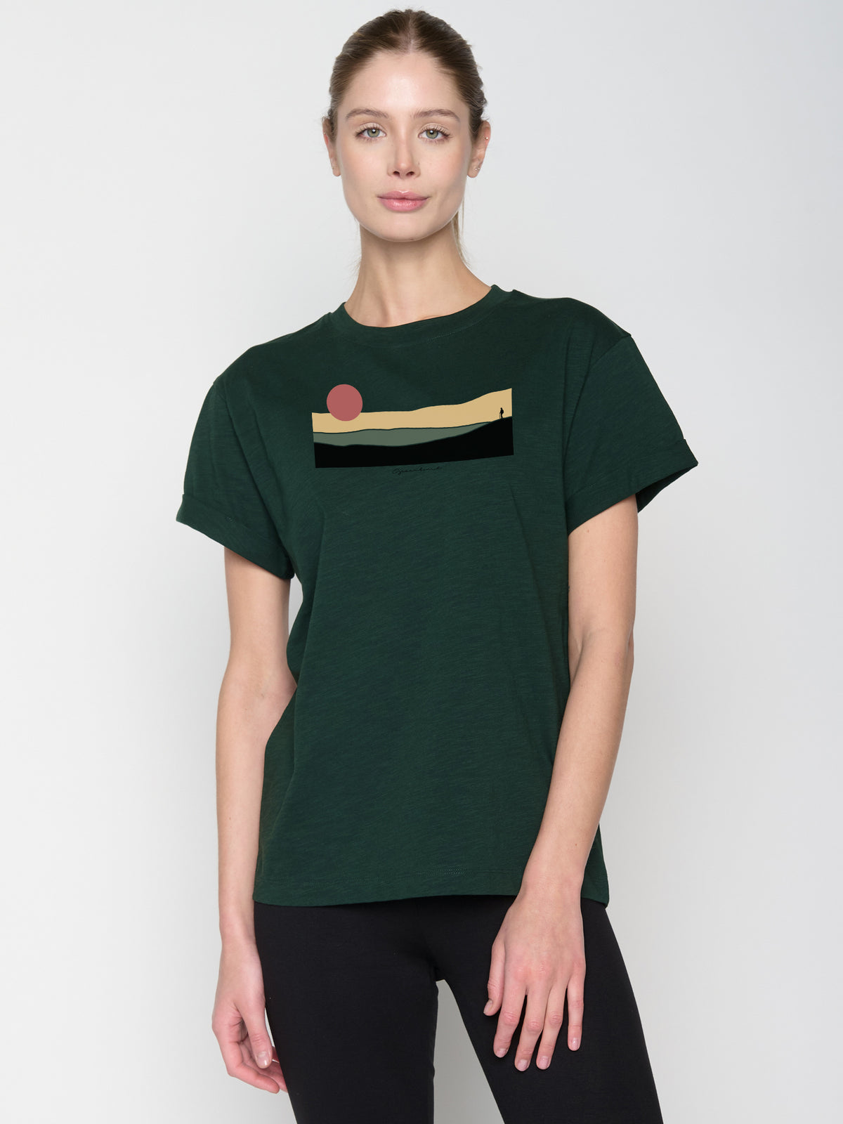 Grün:  Lässiges T-Shirt aus Bio-Baumwolle für Damen [23135]
